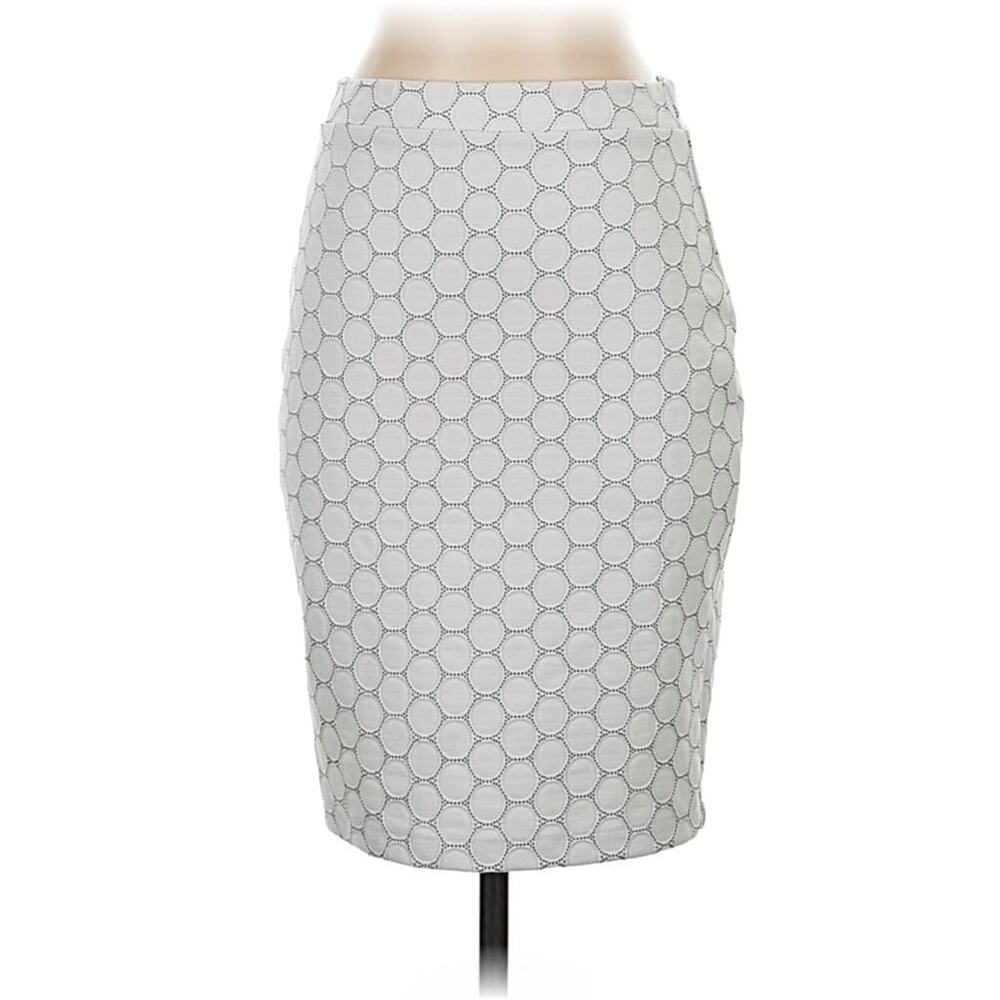 Leota Tabitha Geometric Dot Pencil Skirt Size Medium Ivory Parisian Career Retro